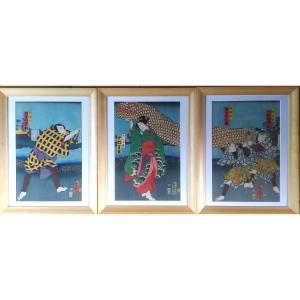 Prints, Triptych By Utagawa Kunisada Toyokuni III