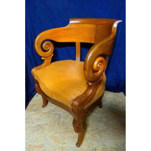 Fauteuil de bureau  Louis Philippe en acajou