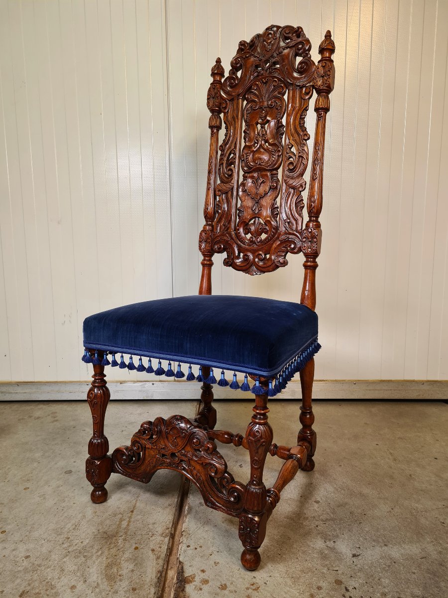 Ensemble de quatre chaises richement décorées, Hollan époque Baroque vers 1700-1725-photo-2