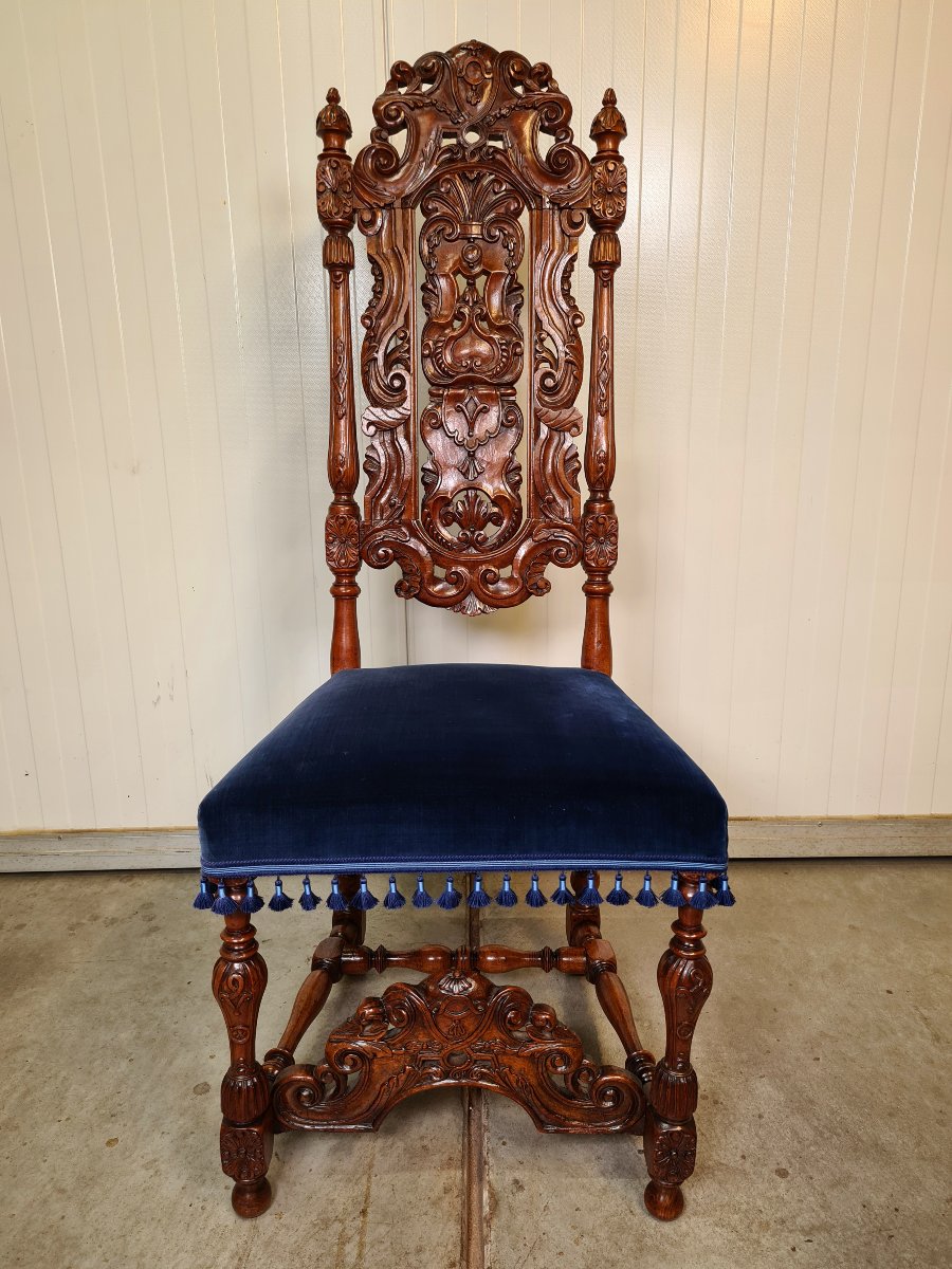 Ensemble de quatre chaises richement décorées, Hollan époque Baroque vers 1700-1725-photo-3