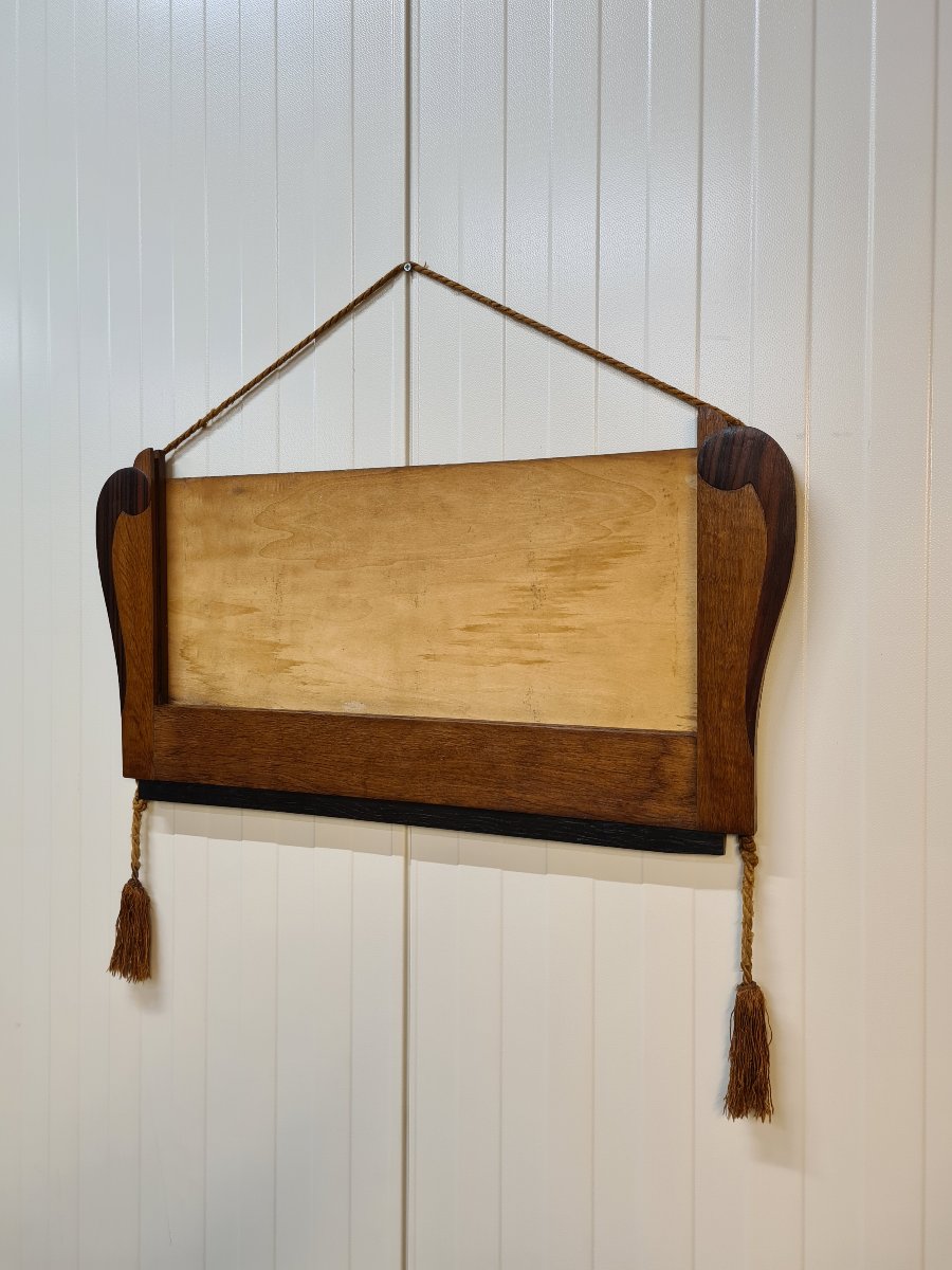 Miroir en Chêne et pin de Coromandel, époque Art déco Hollandais, vers 1920-1930-photo-6