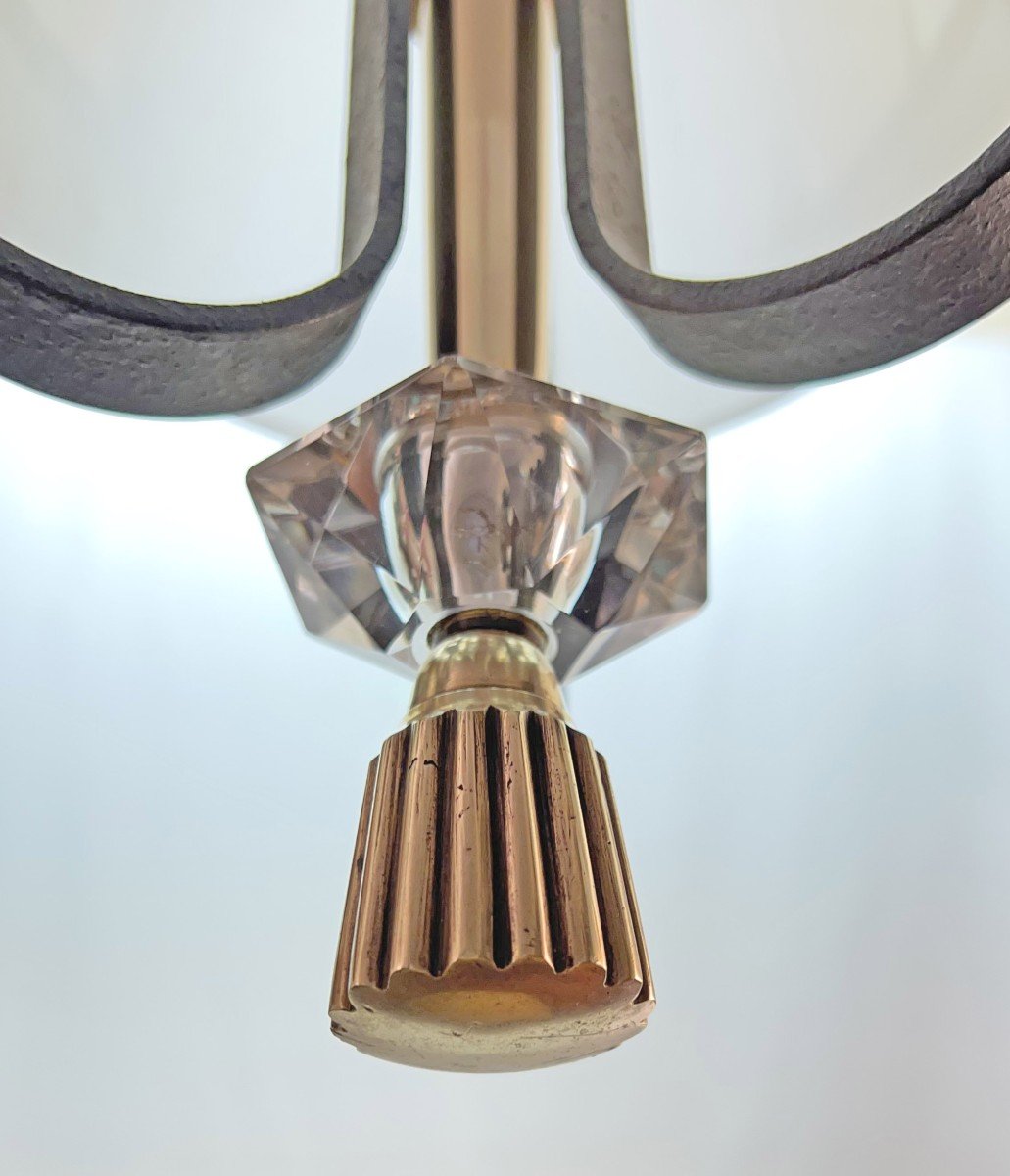 Lantern 1940 In Wrought Iron And Bronze-photo-2