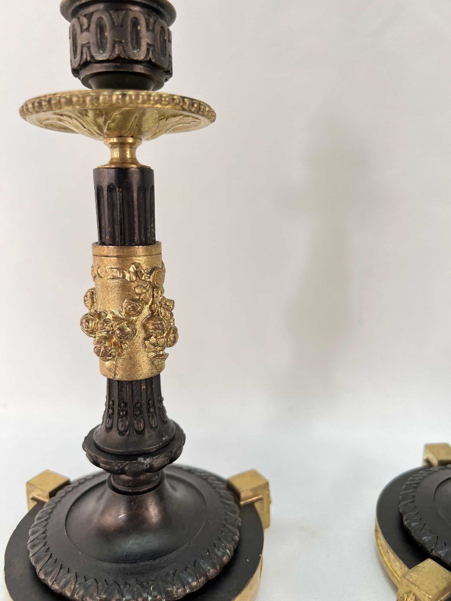 Pair Of Bronze Candlesticks By Henri Picard-photo-3