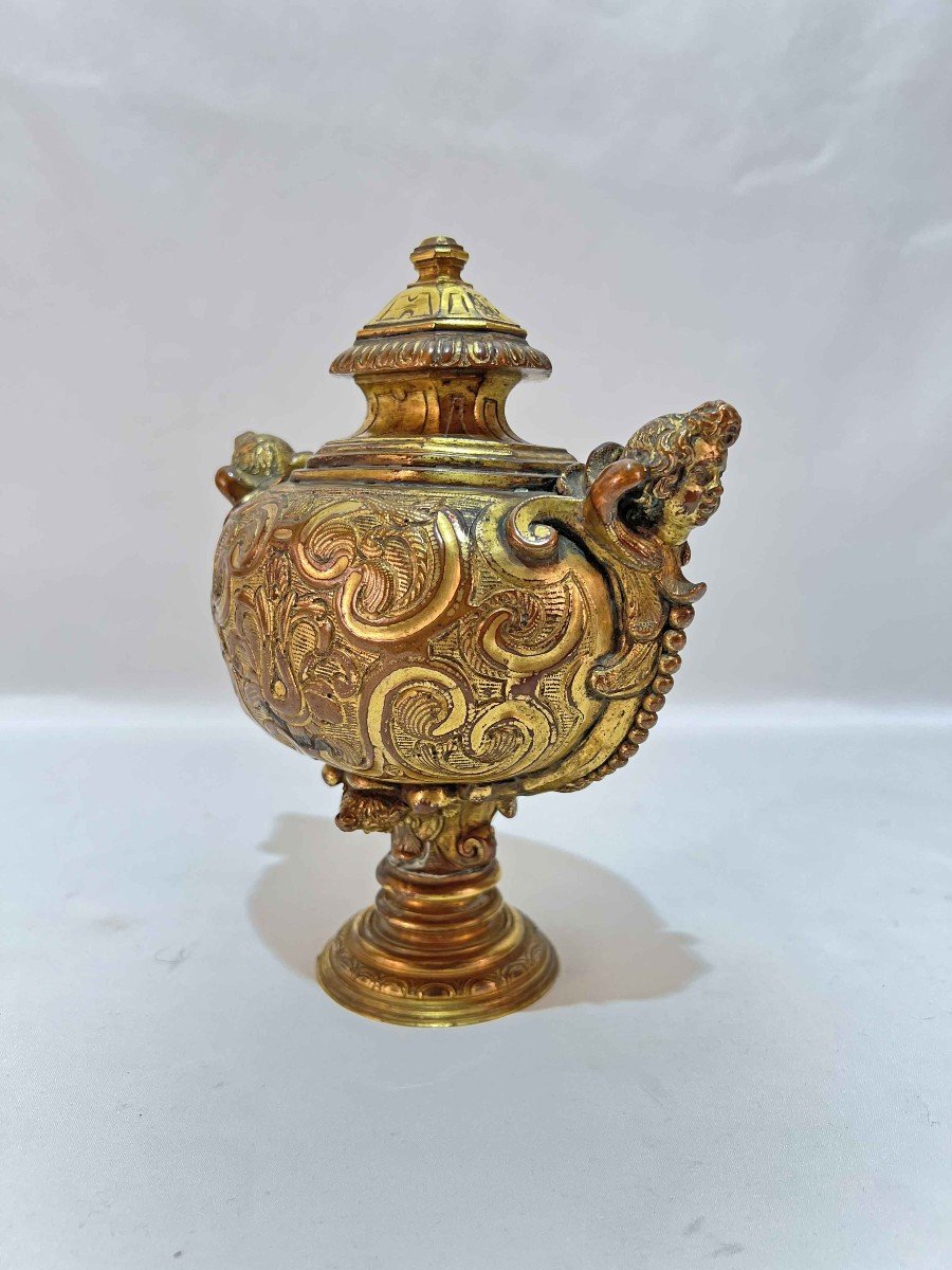 Vase Couvert, Cassolette, En Cuivre Doré époque Régence-photo-4