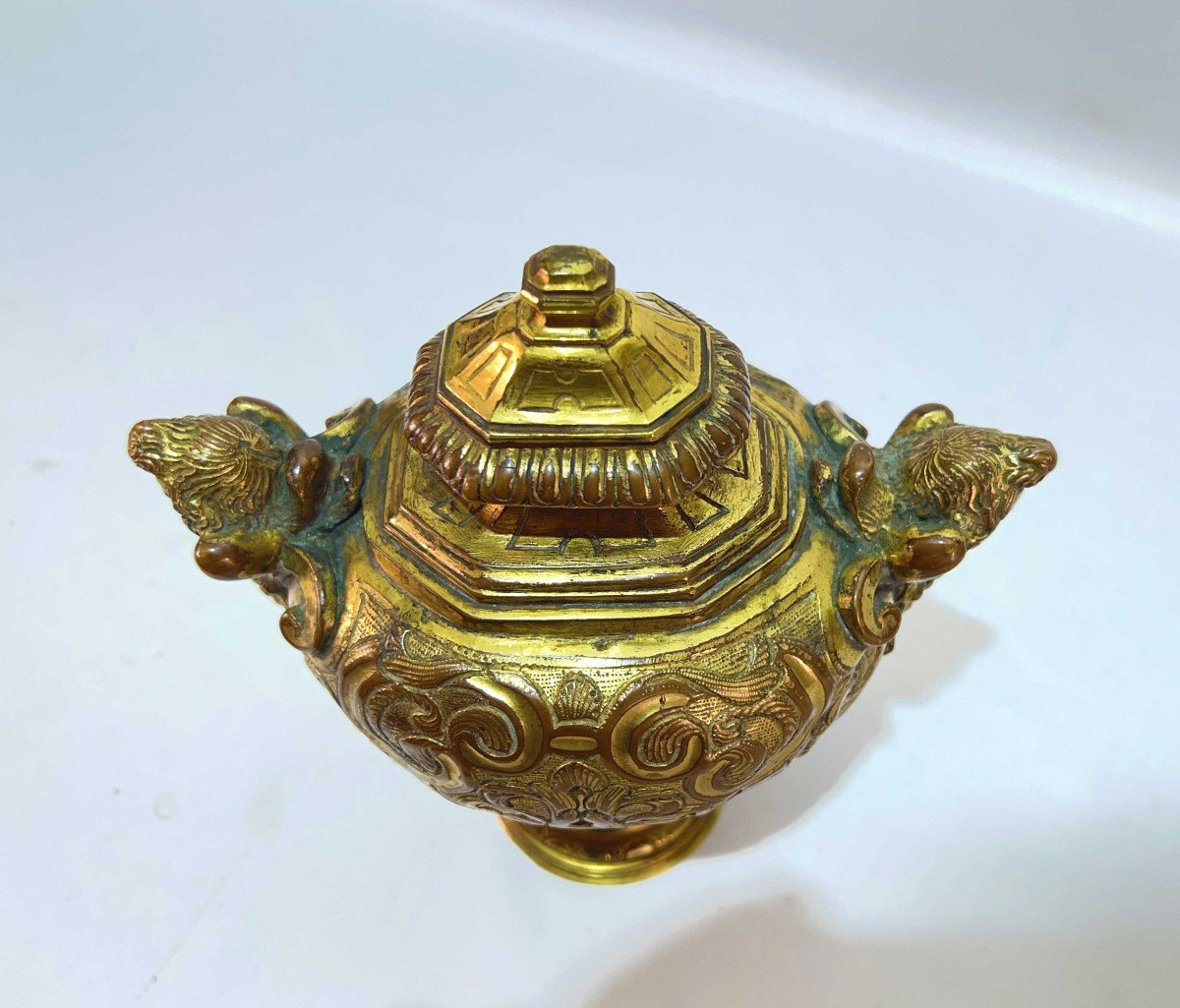 Vase Couvert, Cassolette, En Cuivre Doré époque Régence-photo-2