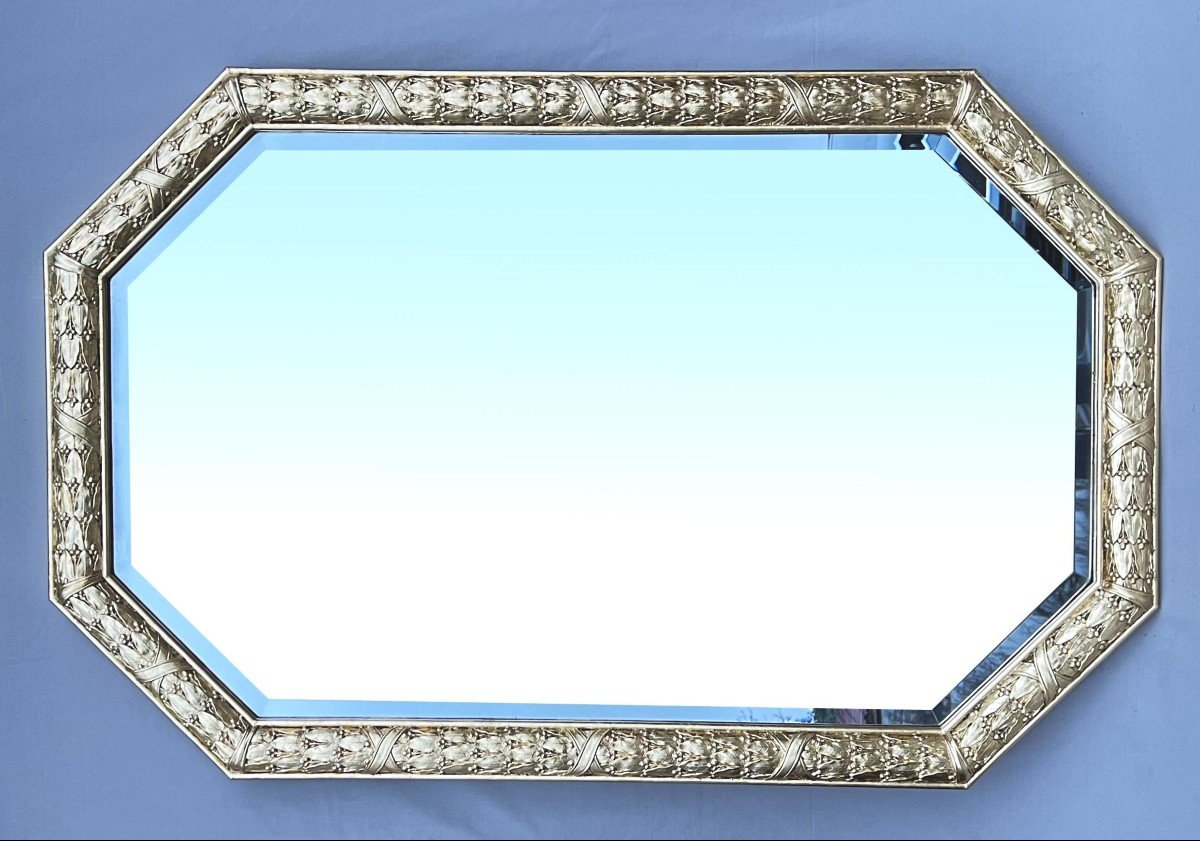 Grand Miroir Au Mercure &agrave; Cadre dore Louis XVI 169x110 cm