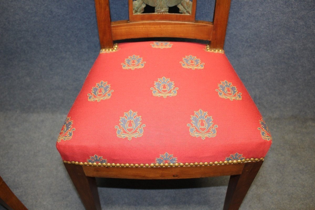 Suite De Quatre Chaises d'Epoque Consulat Bois Dor&eacute; et Laqu&eacute;-photo-2