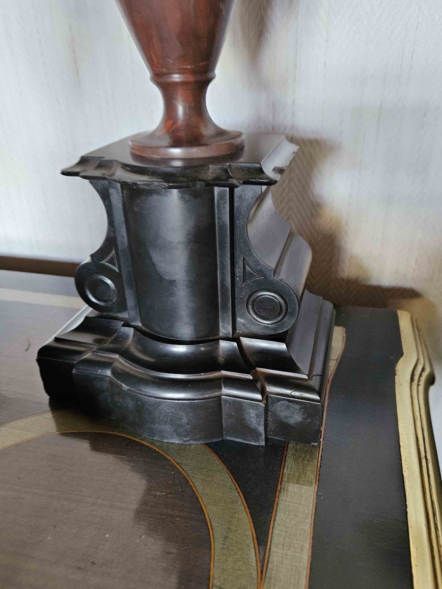 Vases à l'Antique En Marbre Griotte Et Marbre Noir, Grand Tour, XIXème-photo-2