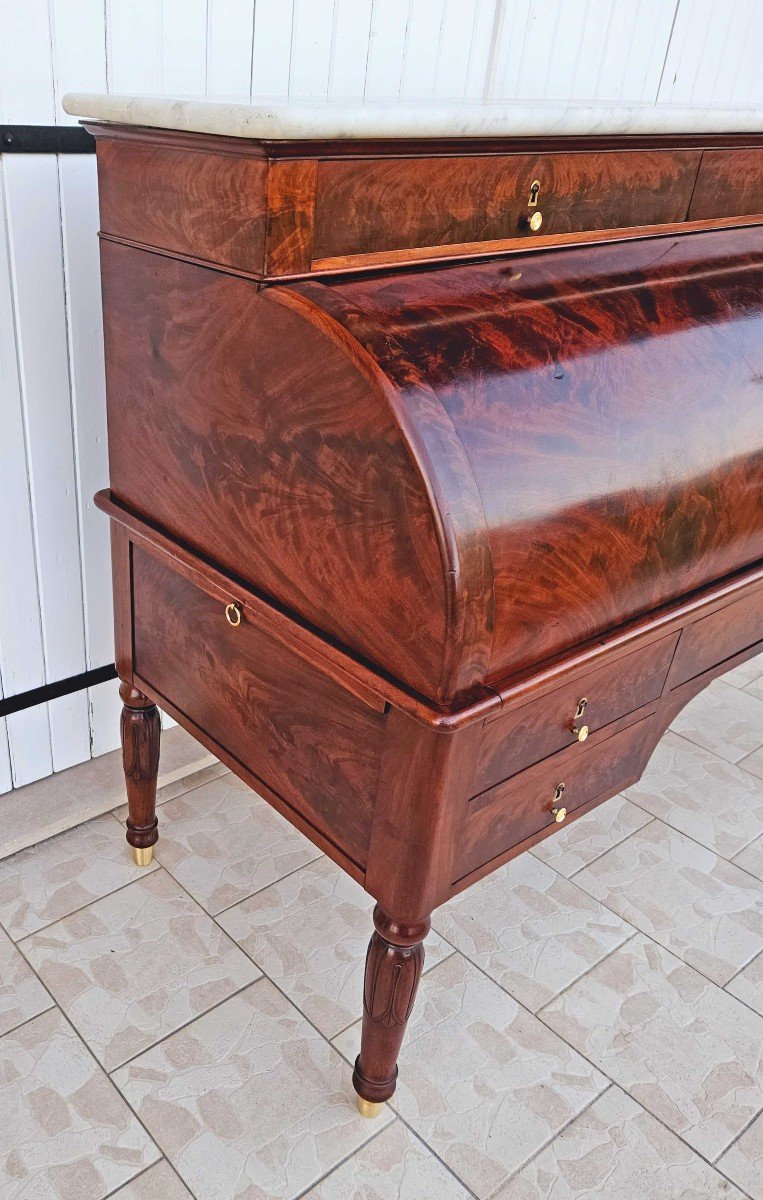 Othon Kolping (1775-1853) Bureau Cylindre Du Mobilier National Ep Empire En Acajou-photo-4