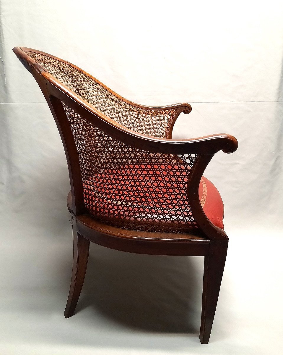 Fauteuil De Bureau Hollandais XVIIIe Siècle Assise En Cuir-photo-6