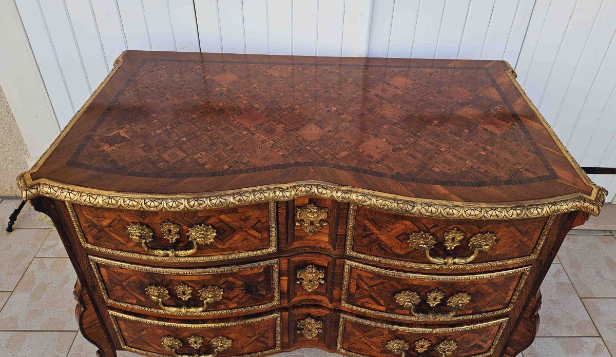 Importante Commode Mazarine En Marqueterie Et Bronze Dor&eacute; -photo-3