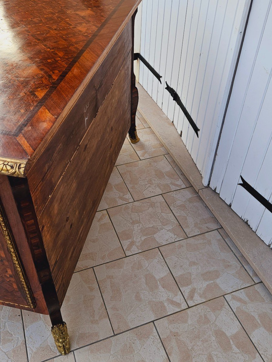 Importante Commode Mazarine En Marqueterie Et Bronze Dor&eacute; -photo-8