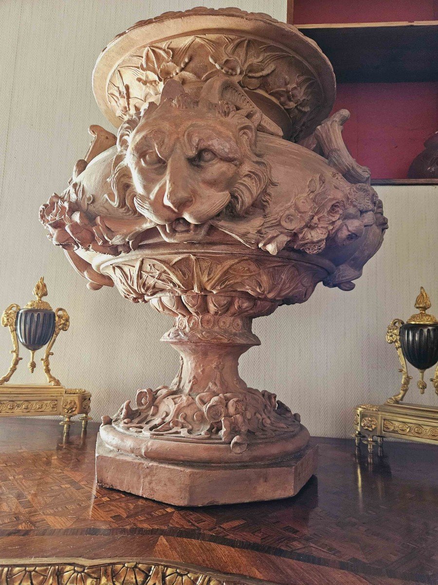 Important Vase En Terre Cuite Fin XIXème-photo-7