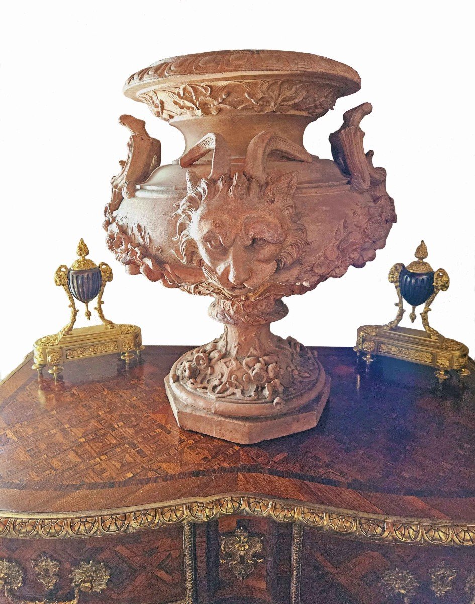 Important Vase En Terre Cuite Fin XIXème