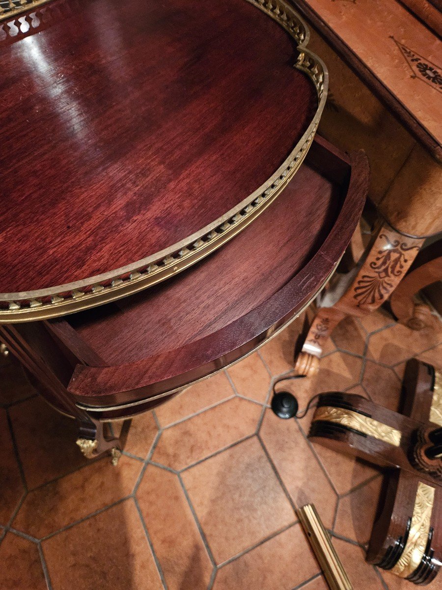 Flying Table In Solid Mahogany And Gilt Bronze Transition Style-photo-1