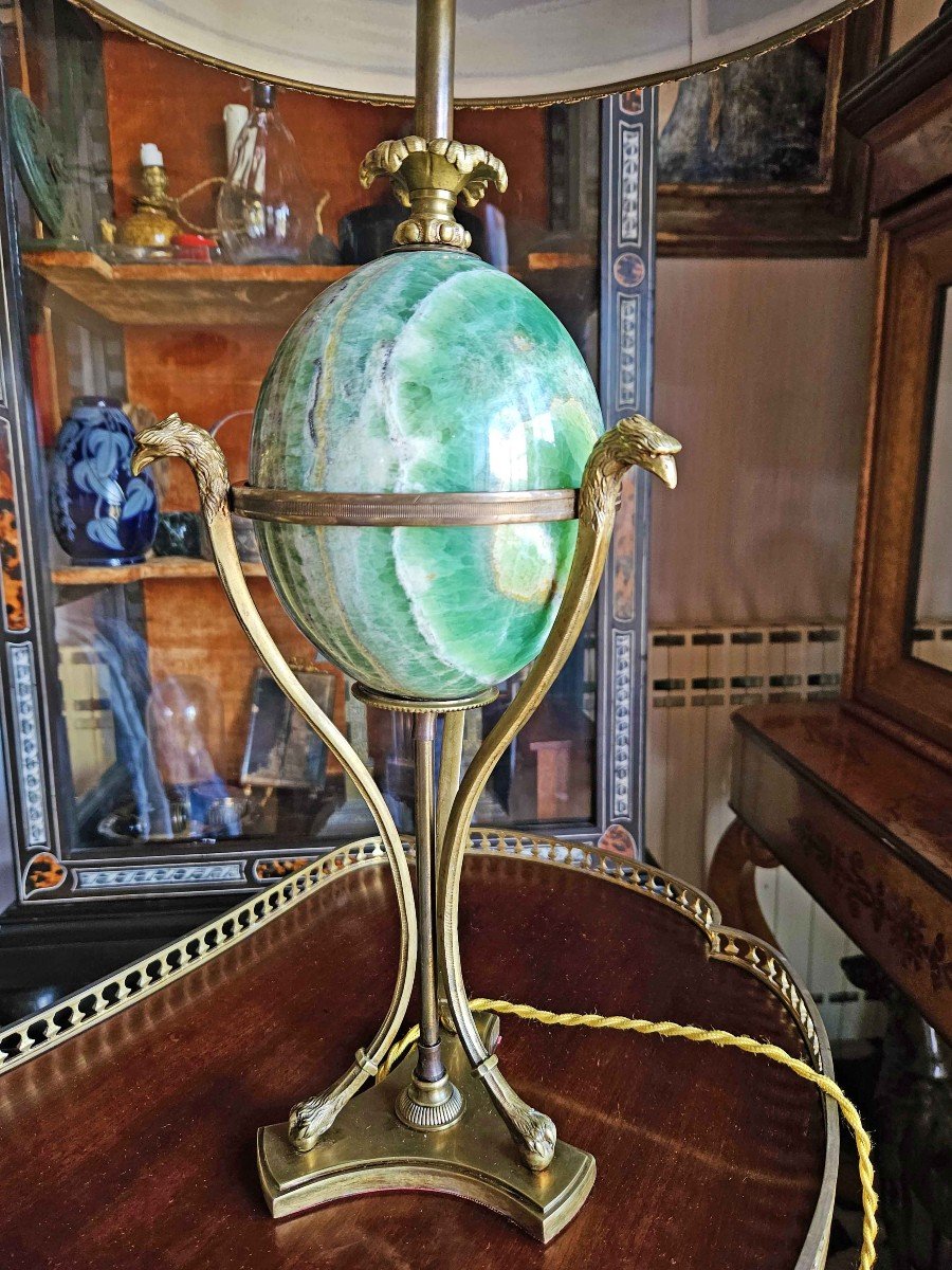 Lampe N&eacute;oclassique Bronze &amp; Spath Fluor Sign&eacute;e Maison Charles-photo-3