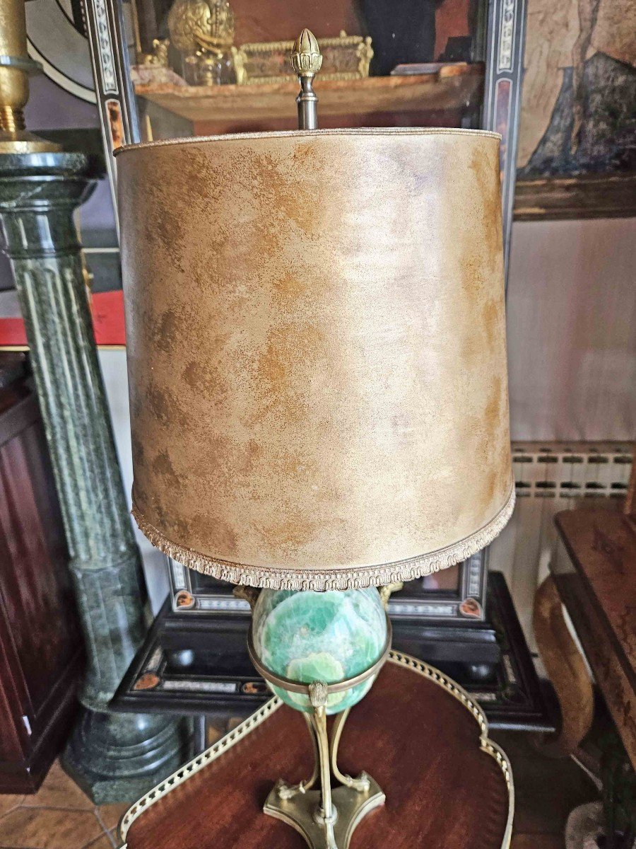Lampe N&eacute;oclassique Bronze &amp; Spath Fluor Sign&eacute;e Maison Charles-photo-7