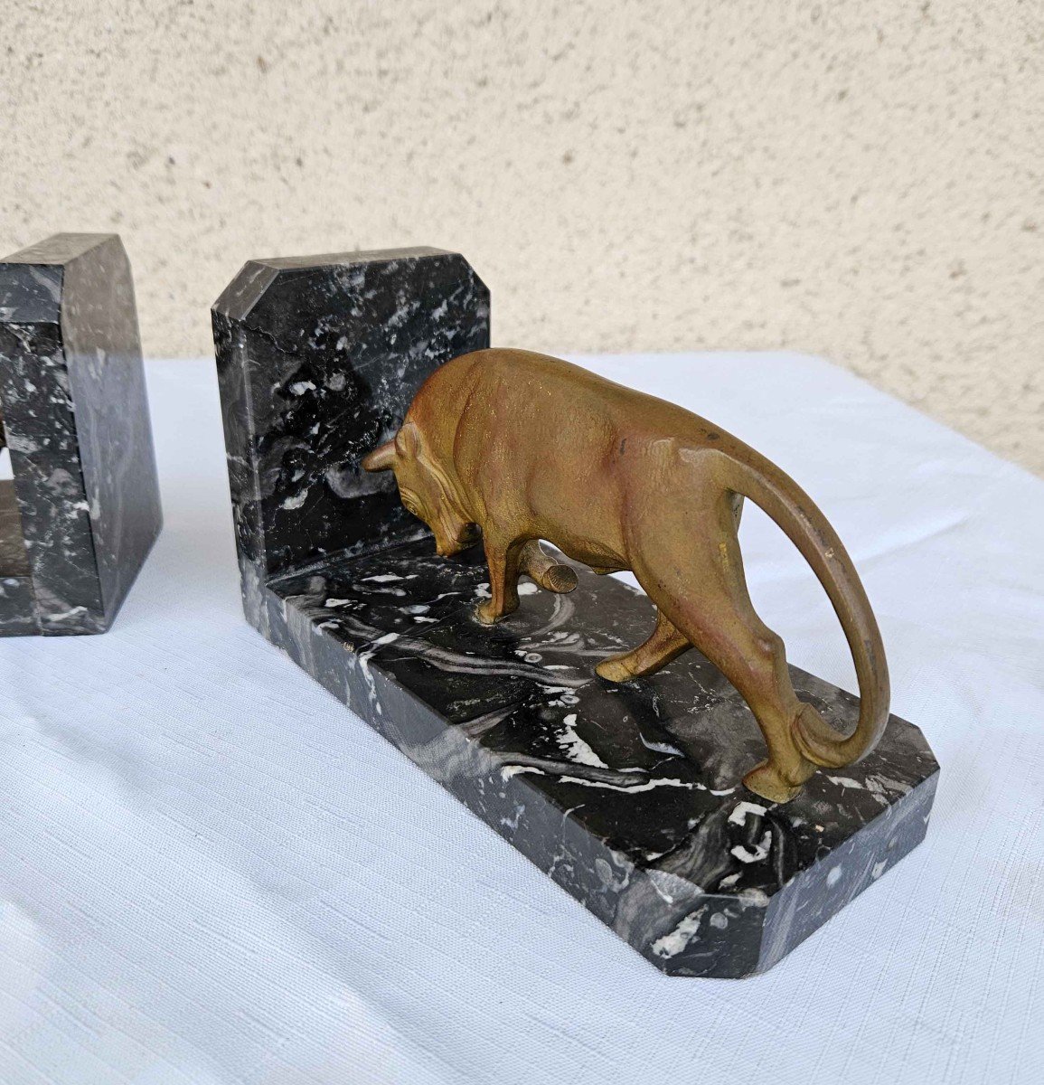 Pair Of Signed Art Deco Bronze Bookends-photo-1