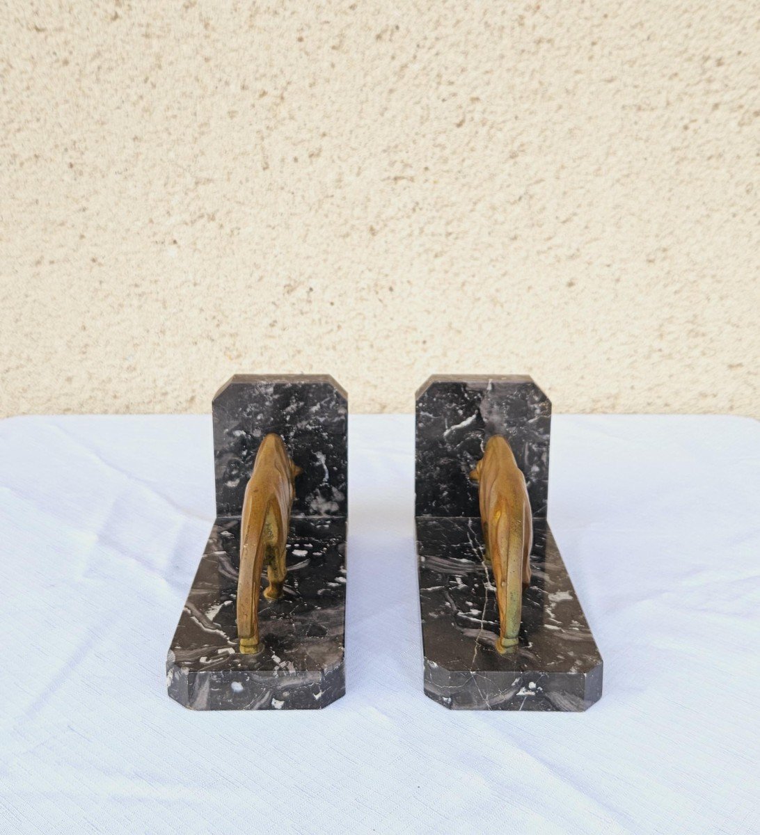 Pair Of Signed Art Deco Bronze Bookends-photo-4