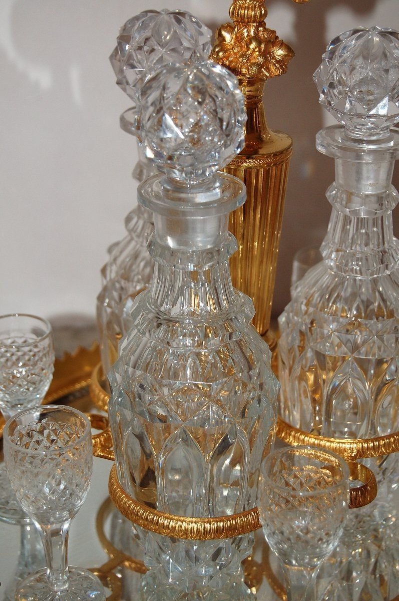Cabaret In Cut Crystal And Gilt Bronze Early 19th Century-photo-3