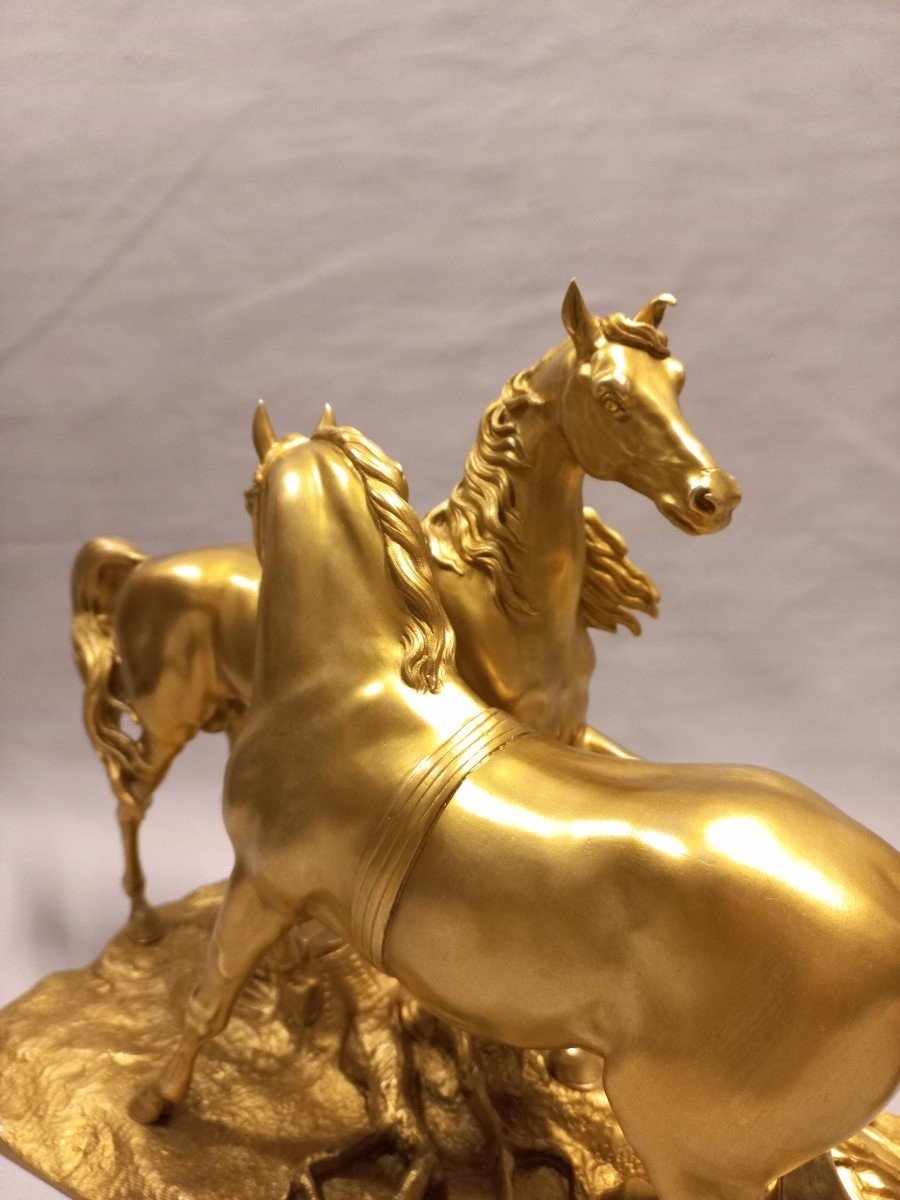 19th Century Gilt Bronze Horse Sculpture-photo-2