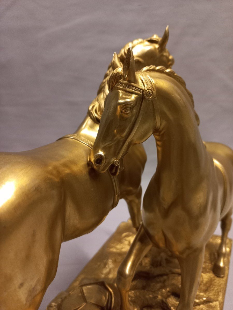 19th Century Gilt Bronze Horse Sculpture-photo-3