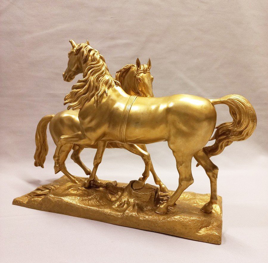 19th Century Gilt Bronze Horse Sculpture-photo-4