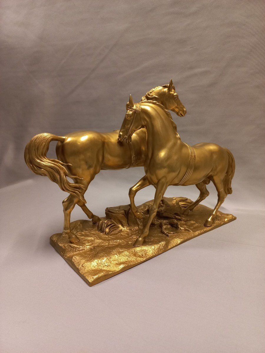 19th Century Gilt Bronze Horse Sculpture-photo-2