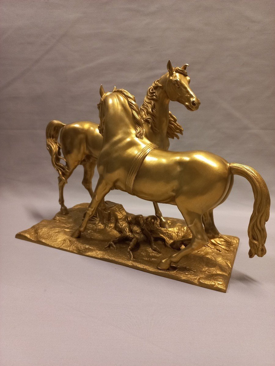 19th Century Gilt Bronze Horse Sculpture-photo-3