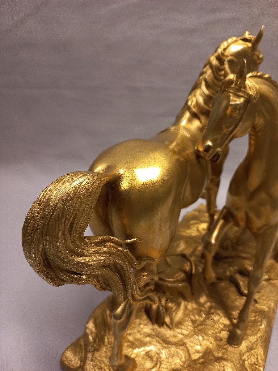 19th Century Gilt Bronze Horse Sculpture-photo-6