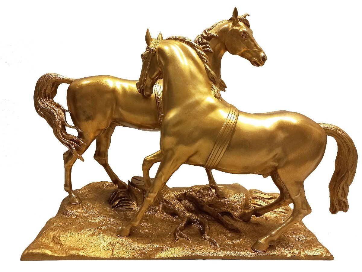 19th Century Gilt Bronze Horse Sculpture