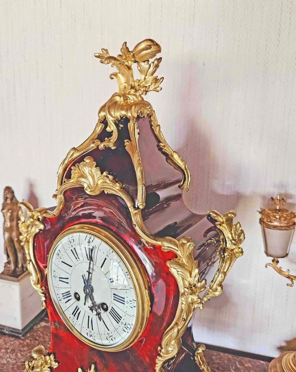 Cartel St L.xv Clock In Tortoiseshell And Gilt Bronze-photo-8