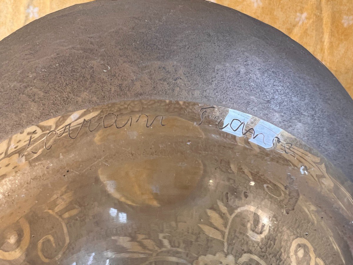 Vase Art Déco Signé Lorrain En Verre Givré Et Taillé-photo-8