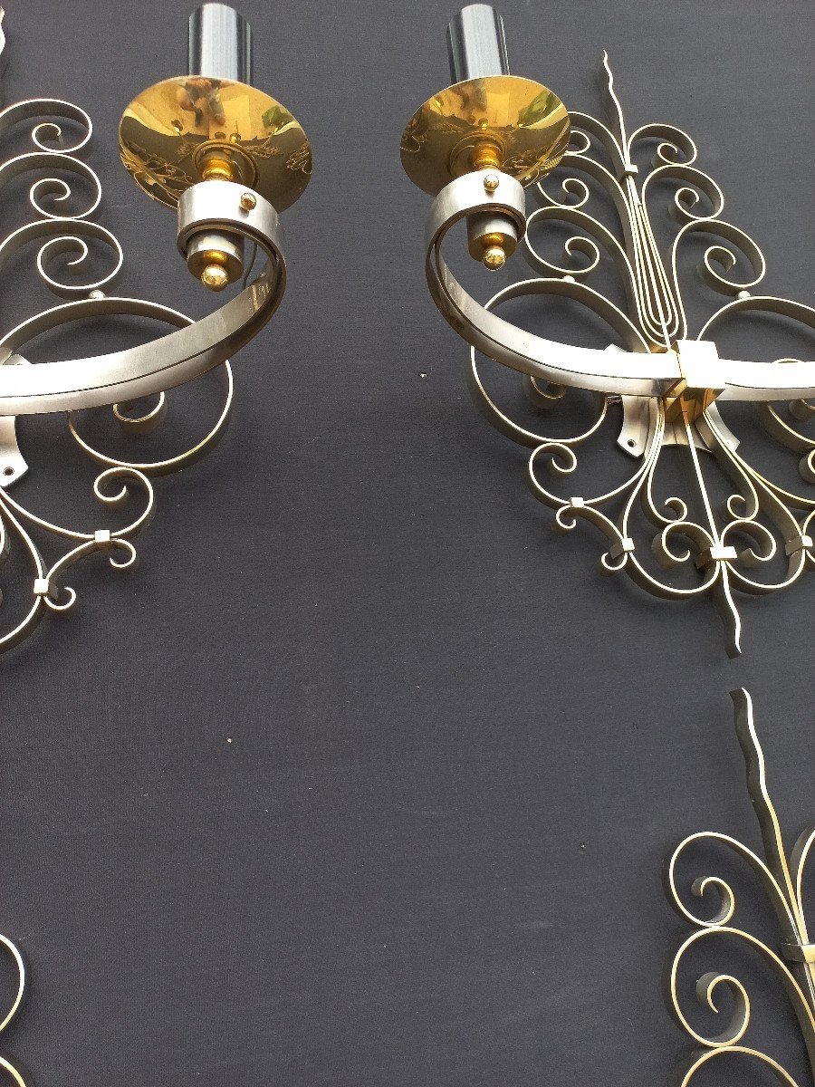Suite Of Four Sconces In Golden Brass Circa 1940-photo-3