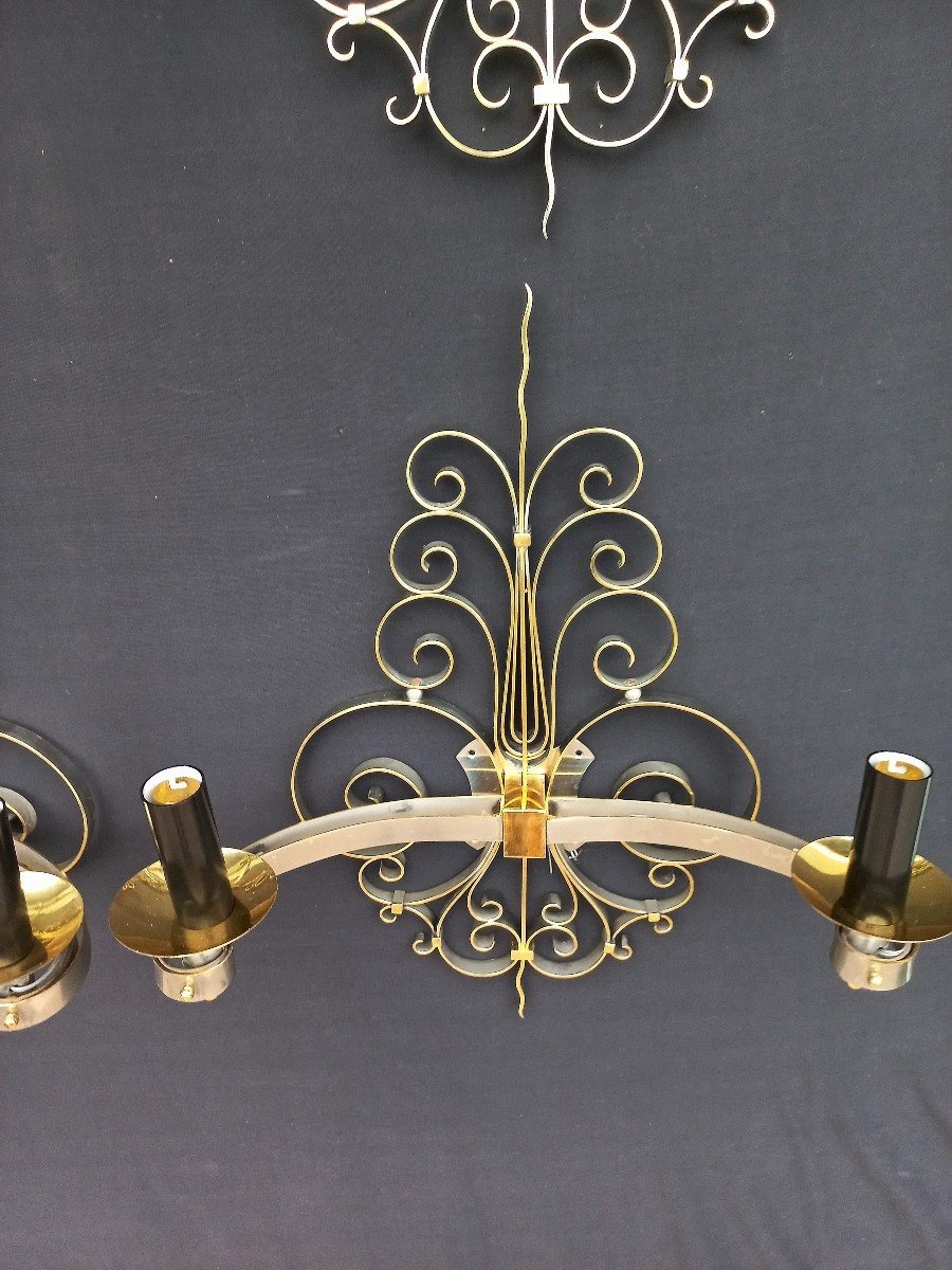 Suite Of Four Sconces In Golden Brass Circa 1940-photo-3