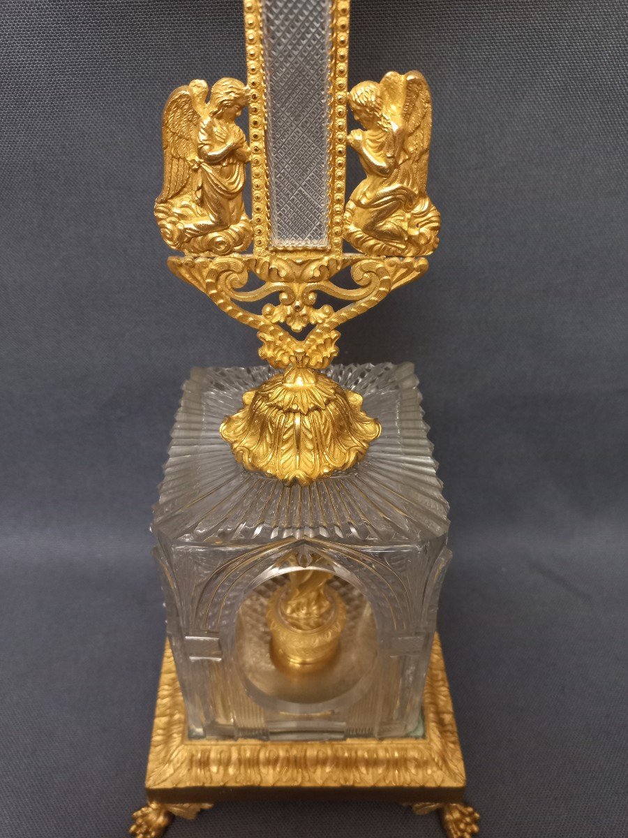 Crucifix In Cut Crystal And Gilt Bronze Early 19th Century-photo-3