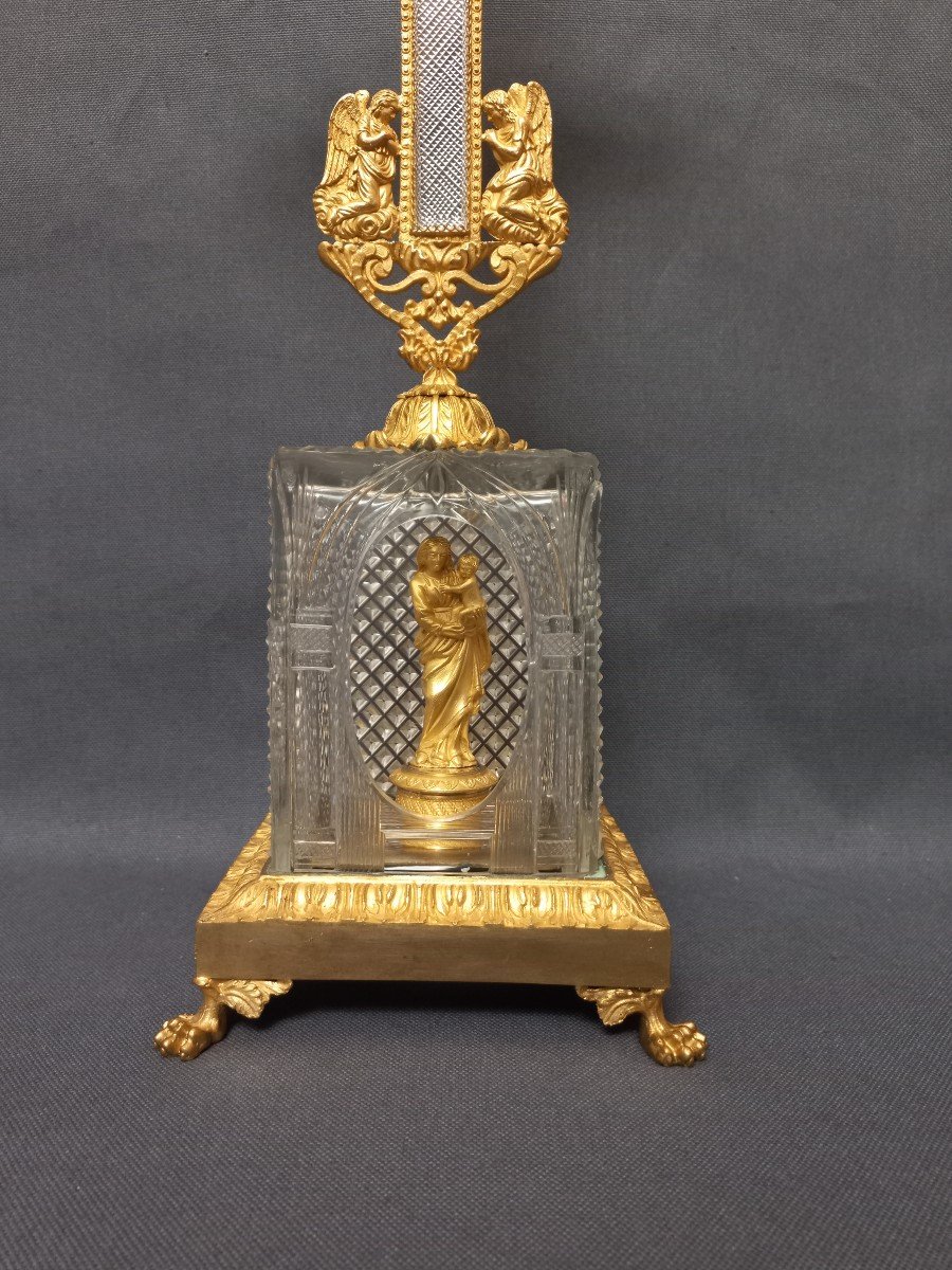 Crucifix In Cut Crystal And Gilt Bronze Early 19th Century-photo-4