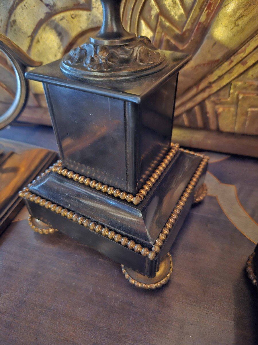 Pair Of Covered Cups In Patinated Bronze 19th Century-photo-5