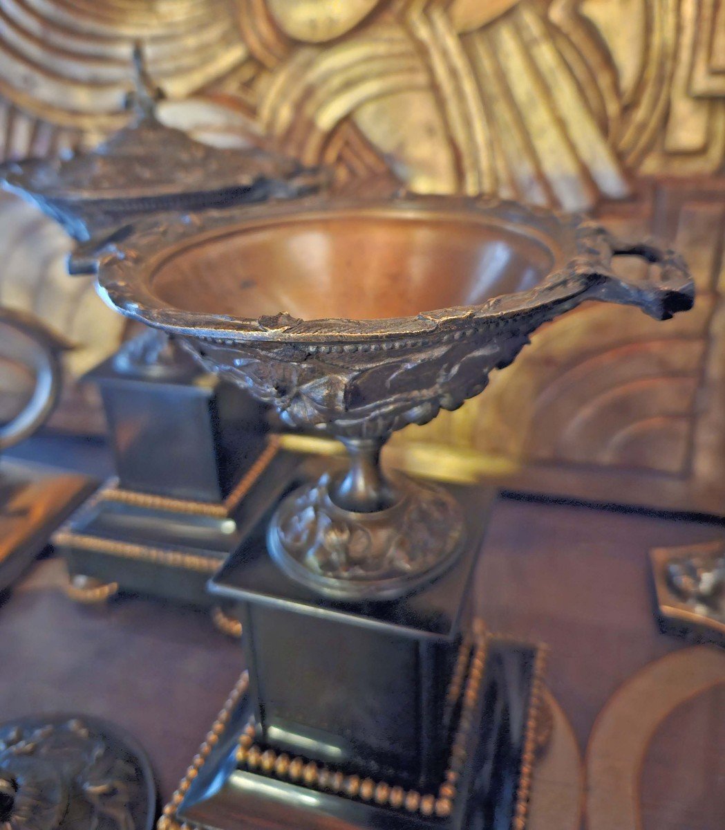 Pair Of Covered Cups In Patinated Bronze 19th Century-photo-8