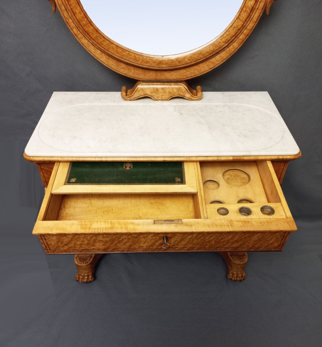 Charles X Dressing Table In Speckled Maple-photo-7