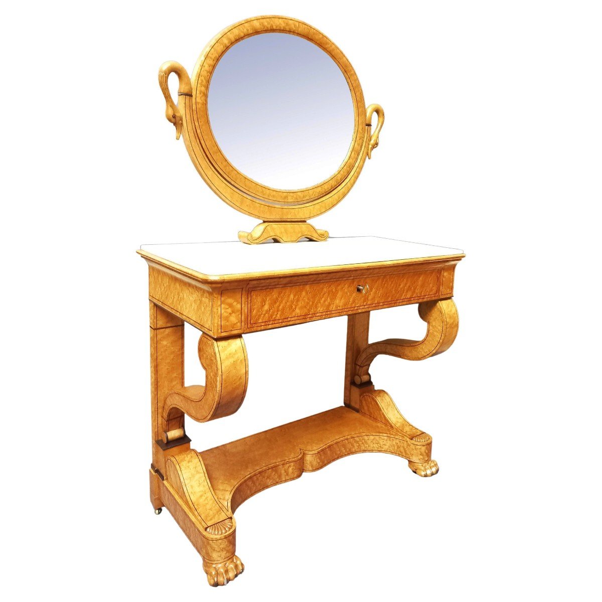 Charles X Dressing Table In Speckled Maple
