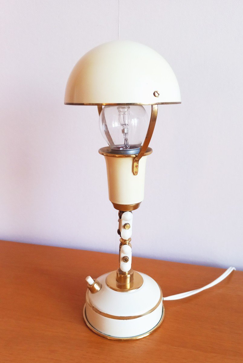 Lampe En Laiton Laqué et doré Vers 1950
