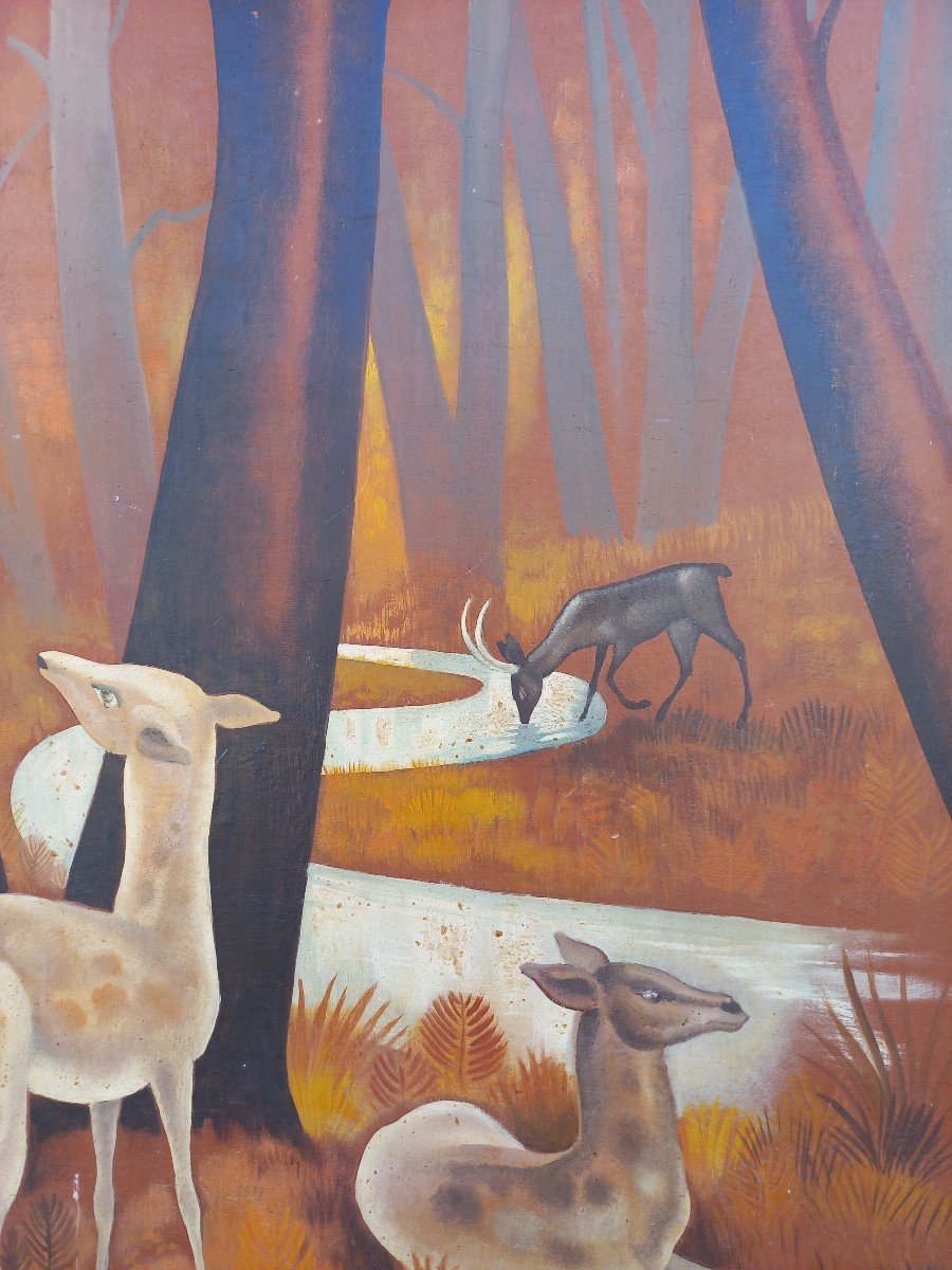 Importante Peinture Signée B Minne-photo-4