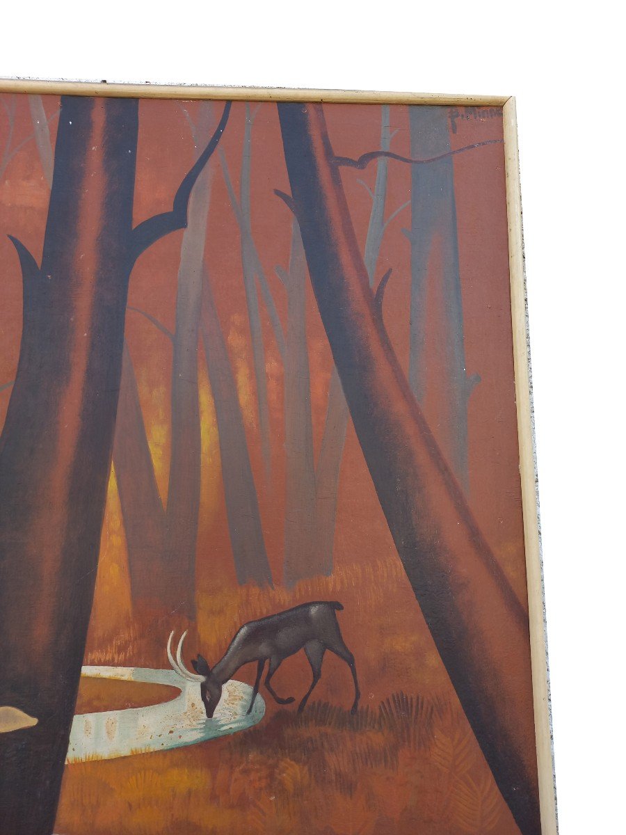 Importante Peinture Signée B Minne-photo-1