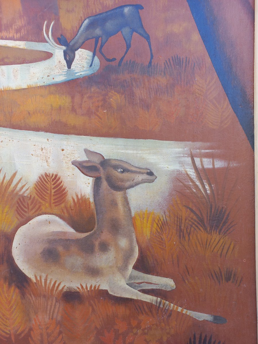 Importante Peinture Signée B Minne-photo-5