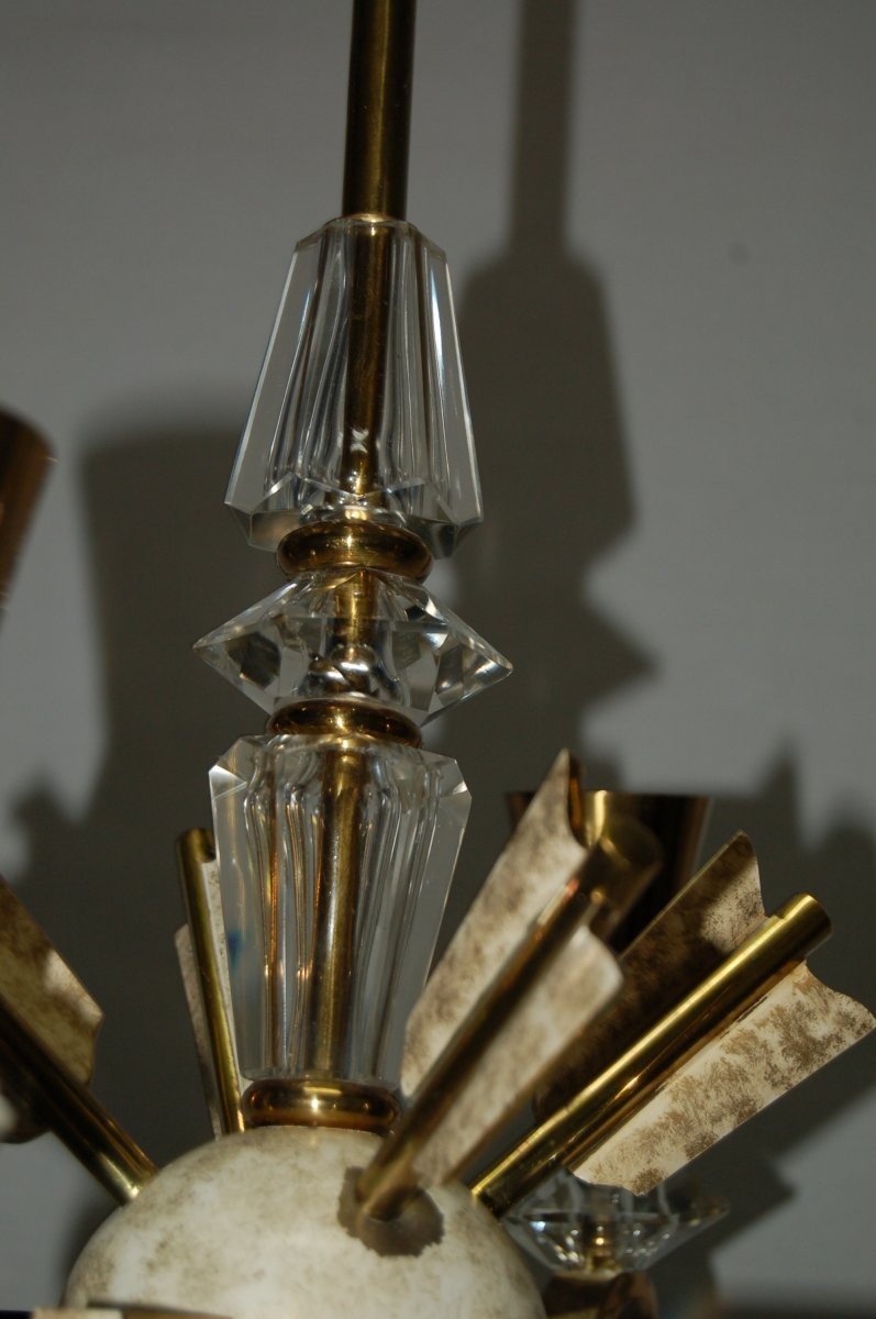 Chandelier In Bronze And Cut Crystal (dlg Gilbert Poillerat)-photo-6