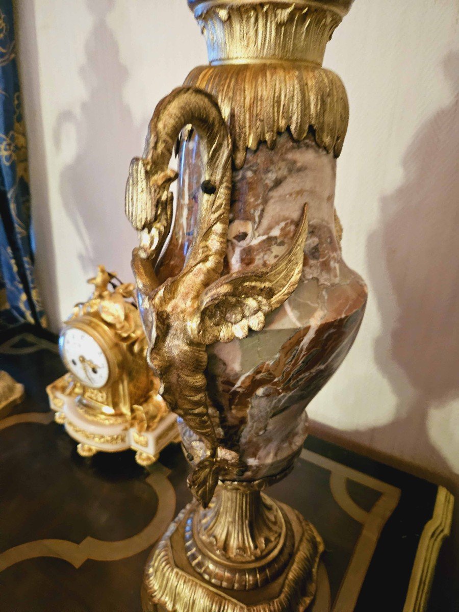 Grands Vases En Marbre Et Bronze Dor&eacute; aux dragons 62 cm-photo-2
