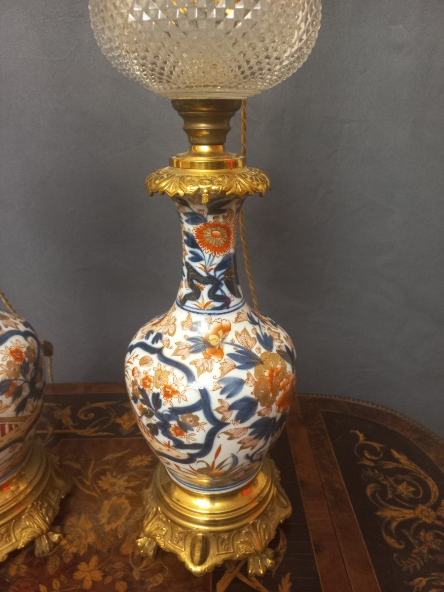 Important Pair Of Gilt Bronze Porcelain Lamps Late 19th Century-photo-3