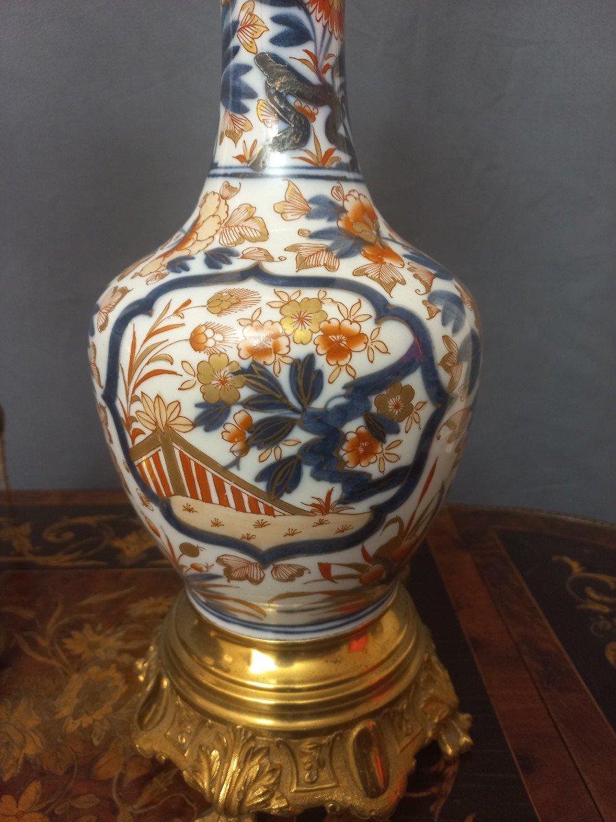 Important Pair Of Gilt Bronze Porcelain Lamps Late 19th Century-photo-4