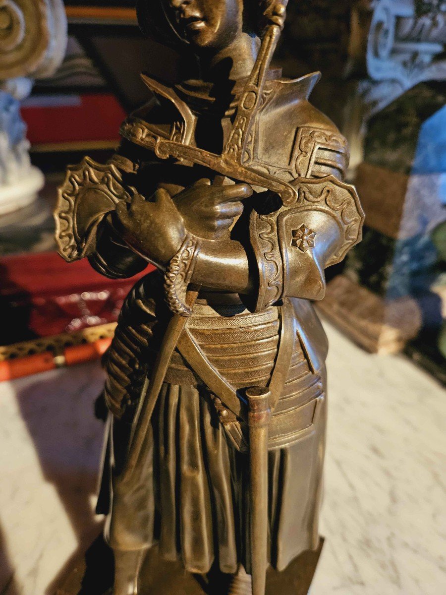 Marie d'Orléans (1813-1839) Ste Joan Of Arc In Bronze-photo-4